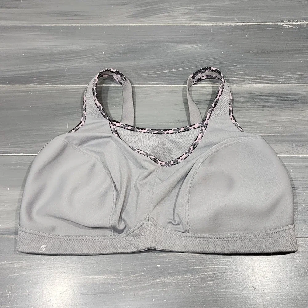Glamorise‎ Sport Bra 44D Full Figure No Bounce Camisole Wirefree 1066 Gray